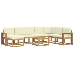 vidaXL Set de canapele de exterior 9 buc. Alb și crem