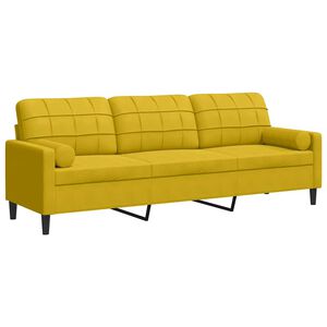 vidaXL Canapea cu 3 locuri cu pernuțe, galben, 210 cm, catifea