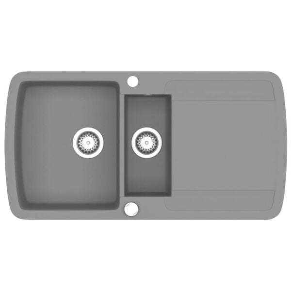 vidaXL Chiuvetă de bucătărie din granit cu două cuve, gri