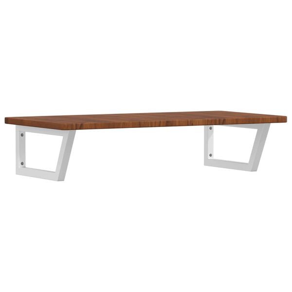 vidaXL Raft pentru lavoar montat pe perete, oțel și lemn masiv stejar