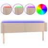 vidaXL Tăblie de pat cu LED, cappuccino 163x16x78/88cm piele ecologică