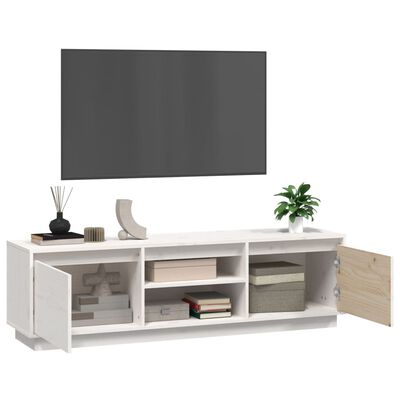 vidaXL Comodă TV, alb, 140x35x40 cm, lemn masiv de pin