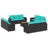 vidaXL Set mobilier de grădină cu perne, 13 piese, negru, poliratan