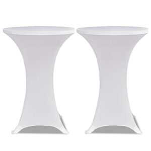 vidaXL Husă de masă cu picior &Oslash;60 cm, 2 buc., alb, elastic