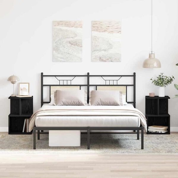 vidaXL Dulap de noapte 2 pcs Stejar Negru 35 x 35 x 55 cm