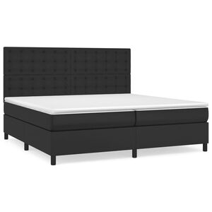 vidaXL Pat box spring cu saltea, negru, 200x200 cm, piele ecologică