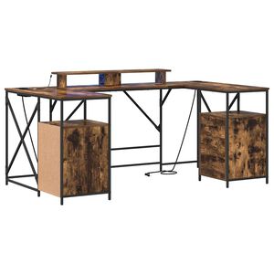 vidaXL Birou Stejar fumuriu Lemn prelucrat 182 x 101 x 87,5 cm