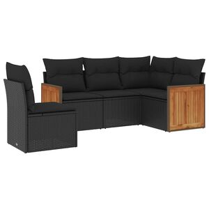 vidaXL Set mobilier de grădină cu perne, 5 piese, negru, poliratan
