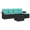 vidaXL Set de canapele pentru grădină cu pernă 6 pcs Negru poliratan