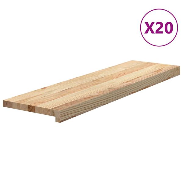 vidaXL Trepte scari 20 buc Stejar masiv netratat 90x30x2 cm