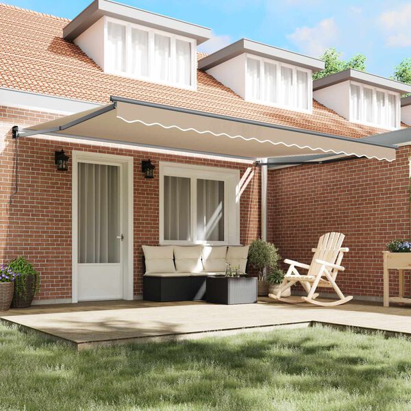 vidaXL Copertină Manual Bej 450 x 300 x 165 cm Poliester și metal