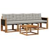 vidaXL Set de canapele de exterior 5 buc. Natural și gri deschis