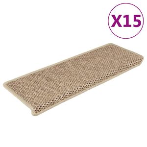 vidaXL Covorașe scări autoadezive 15buc nisipiu 65x21x4cm aspect sisal