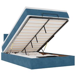 vidaXL Cadru de pat otoman cu saltea Albastru &icirc;nchis 120x200cm catifea