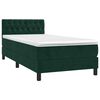 vidaXL Pat box spring cu saltea, verde &icirc;nchis, 100x200 cm, catifea