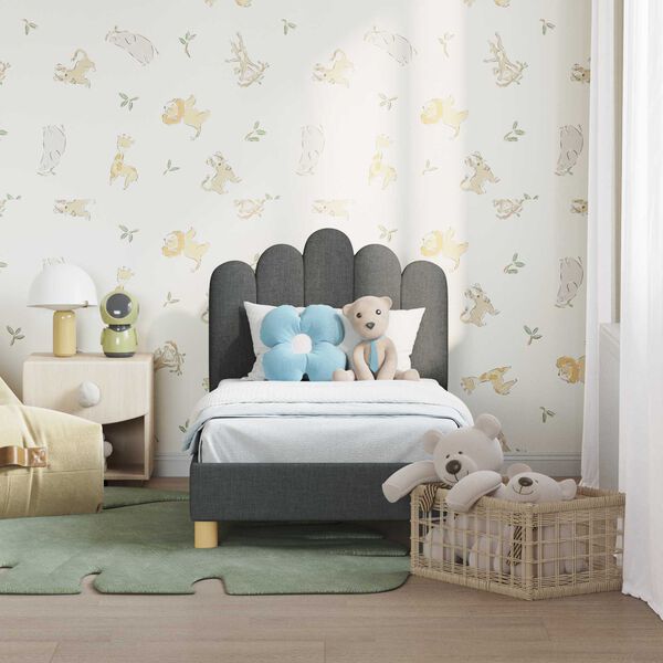 vidaXL Cadru de pat pentru copii cu spătar Gri &icirc;nchis 70 x 140 cm