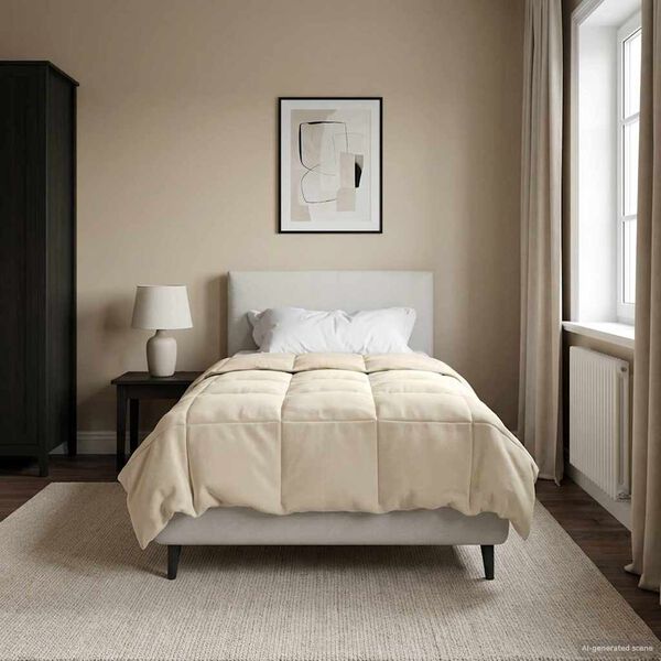 vidaXL Duvet de iarnă Patos Crem 135 x 200 cm Microfibră