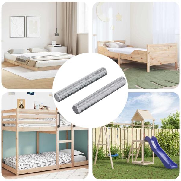 vidaXL Coroană filetată 2 pcs Argintiu 8 x 55 mm Oțel