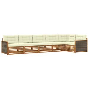 vidaXL Set de canapele de exterior cu pernă 6 pcs Natural și Crem