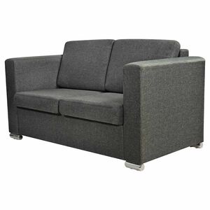 vidaXL Canapea cu 2 locuri, gri &icirc;nchis, material textil