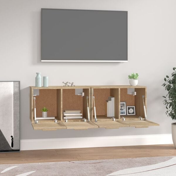 vidaXL Dulapuri TV de perete 2 buc. stejar sonoma 60x36,5x35 cm lemn
