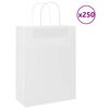 vidaXL Pungi de h&acirc;rtie 250 buc cu m&acirc;nere albe 26x12x35 cm