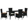 vidaXL Set de masă pentru grădină cu pernă 5 pcs Negru