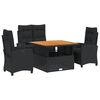vidaXL Set mobilier de grădină cu perne, 4 piese, negru, poliratan