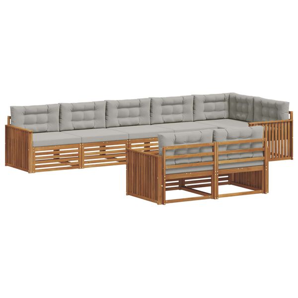 vidaXL Set de canapele de exterior 8 pcs Gri natural și deschis