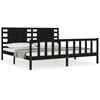 vidaXL Cadru pat cu tăblie 200x200 cm, negru, lemn masiv