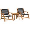 vidaXL Scaune de Grădină cu Masă 3 pcs Negru Lemn Solid de Acacia