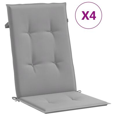 vidaXL Perne scaun cu spătar înalt, 4 buc., gri, 120x50x3 cm, textil