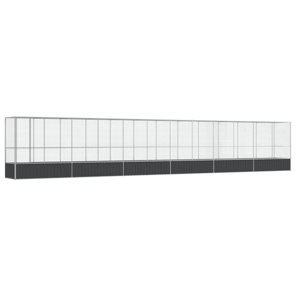 vidaXL Voliera păsări cu extensie, argintiu, 1250,5x107x212 cm, oțel