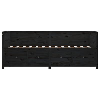 vidaXL Pat de zi, negru, 100x200 cm, lemn masiv de pin