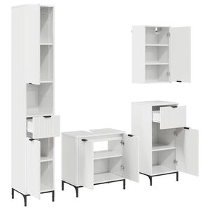 vidaXL Set de mobilier pentru baie Alb lucios Lemn de inginerie, Metal