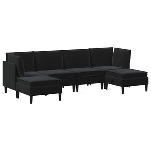 vidaXL Set de mobilier pentru living 6 buc. Negru Catifea
