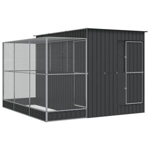 vidaXL Volieră cu extensie argintie 290x303x216 cm oțel