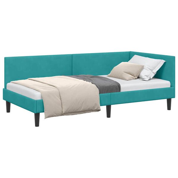 vidaXL Cadru de pat colțar cu headboard Turcoaz 80 cm x 200 cm Catifea