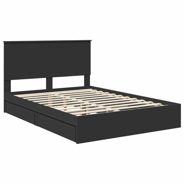 vidaXL Pat cu storage cu headboard Negru 140 x 190 cm Lemn compozit