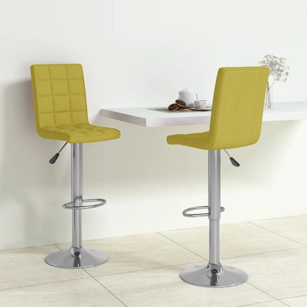 vidaXL Scaune de bar, 2 buc., verde, material textil