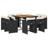 vidaXL Set mobilier de grădină cu perne, 9 piese, negru, poliratan