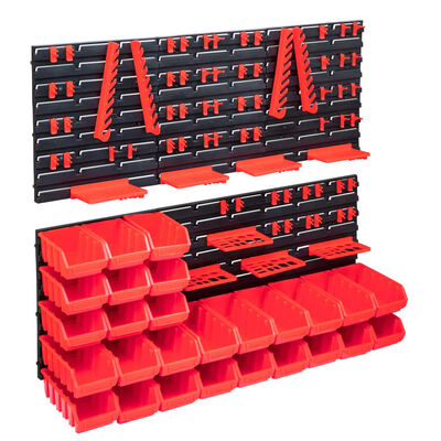 vidaXL Set cutii depozitare 103 piese cu panouri de perete, roșu&negru
