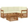 vidaXL Set de canapele de exterior 5 buc. Natural și Crem Poliester