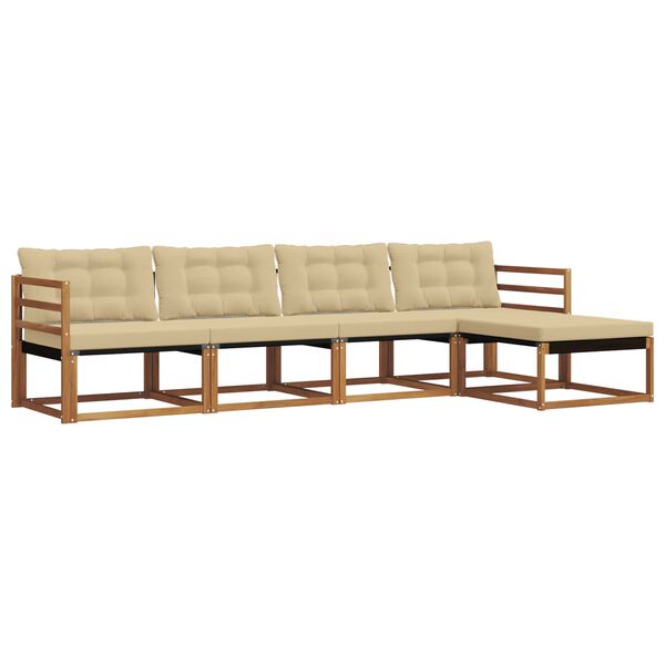 vidaXL Set de canapele de exterior cu pernă 5 pcs Natural și Bej