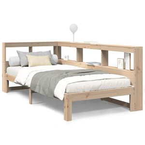 vidaXL Pat cu bibliotecă fără saltea, 75x190 cm, lemn masiv de pin