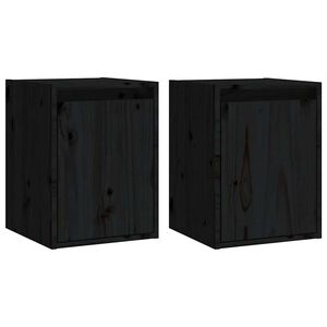 vidaXL Dulapuri de perete 2 buc.negru, 30x30x40 cm, lemn masiv de pin