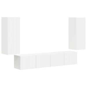 vidaXL Set Dulap pentru Televizor Montat pe Perete Pe perete 4 pcs Alb