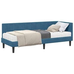 vidaXL Cadru de pat colțar cu saltea 2 pcs albastru Catifea