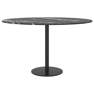 vidaXL Blat masă negru Ø70x0,8 cm, sticlă securizată cu design marmură