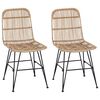 vidaXL Scaun de dining 2 buc. Rattan și oțel natural 41 x 55 x 85 cm